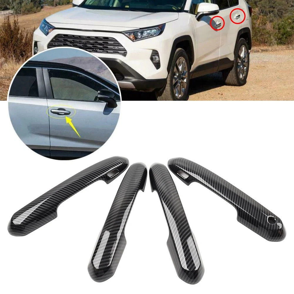 Set of 4 Black Door Handle Covers for Toyota RAV4 (2019–2020)