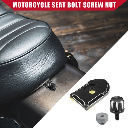 Set of 4 Seat Bolt Screws with Knob Cover Nuts for Harley Softail