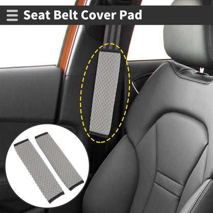 Set of 2 Gray Seat Belt Cover Pads for Universal Fit (23cm)