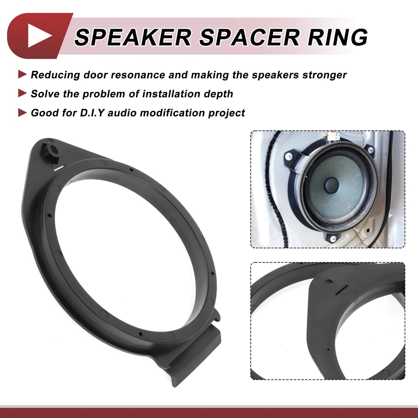2X Speaker Spacer Ring Adaptor for Chevrolet Avalanche (2007–2020) 6.5" ABS