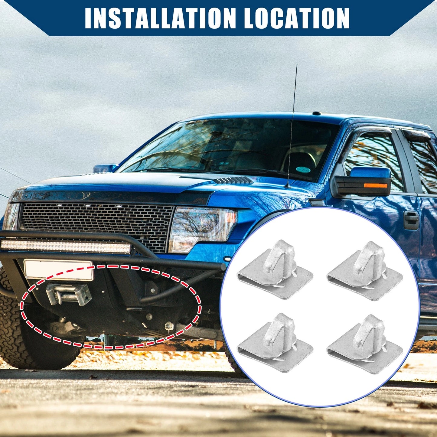 Set of 4 W715288-S439 Front Skid Plate Clips for Ford F150 (2011–2020)