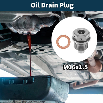 M16x1.5 Magnetic Oil Drain Plug for Universal Applications (1 Pc)