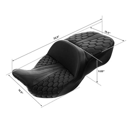 Black Rider Gel Seat for Harley Road King, Glide (2009-2023)