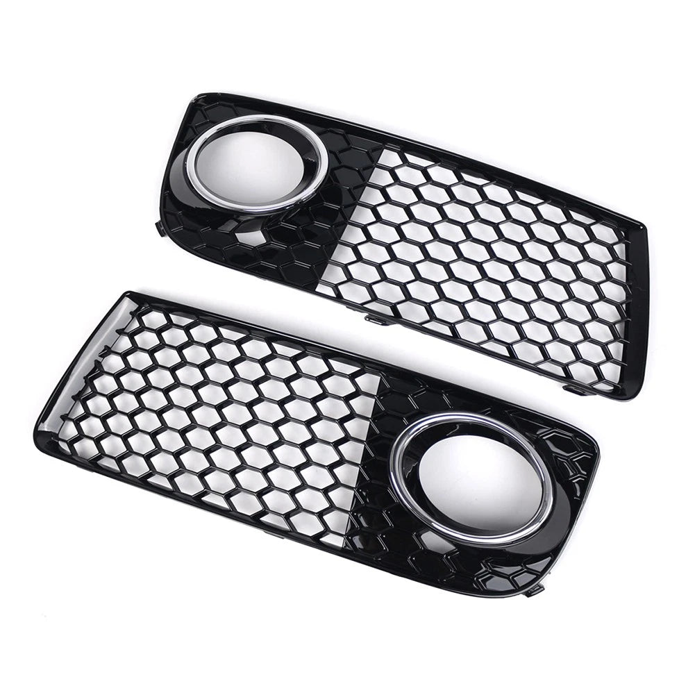 Fog Light Grille Cover Set for Audi A4 (2013–2016) Glossy Black