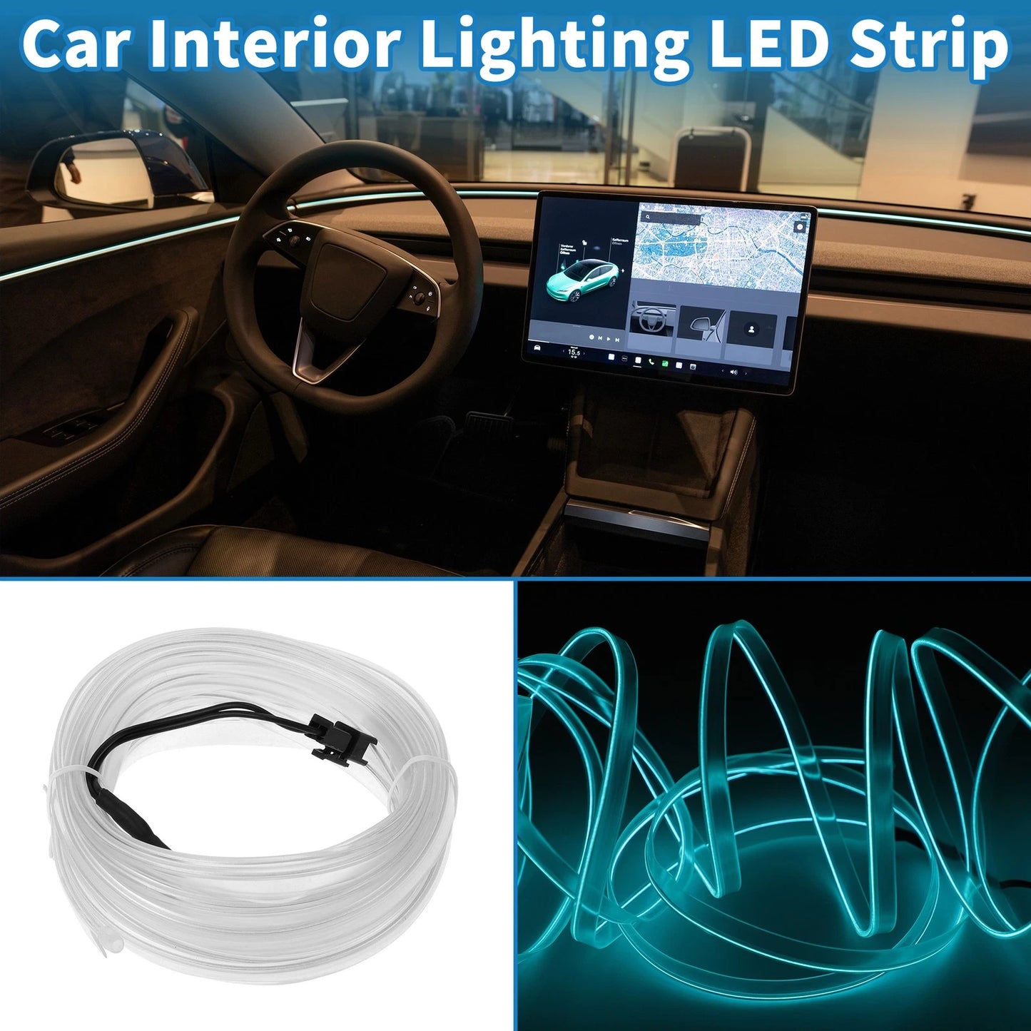 LED Strip Lighting for Car Decoration (12V) - Ice Blue