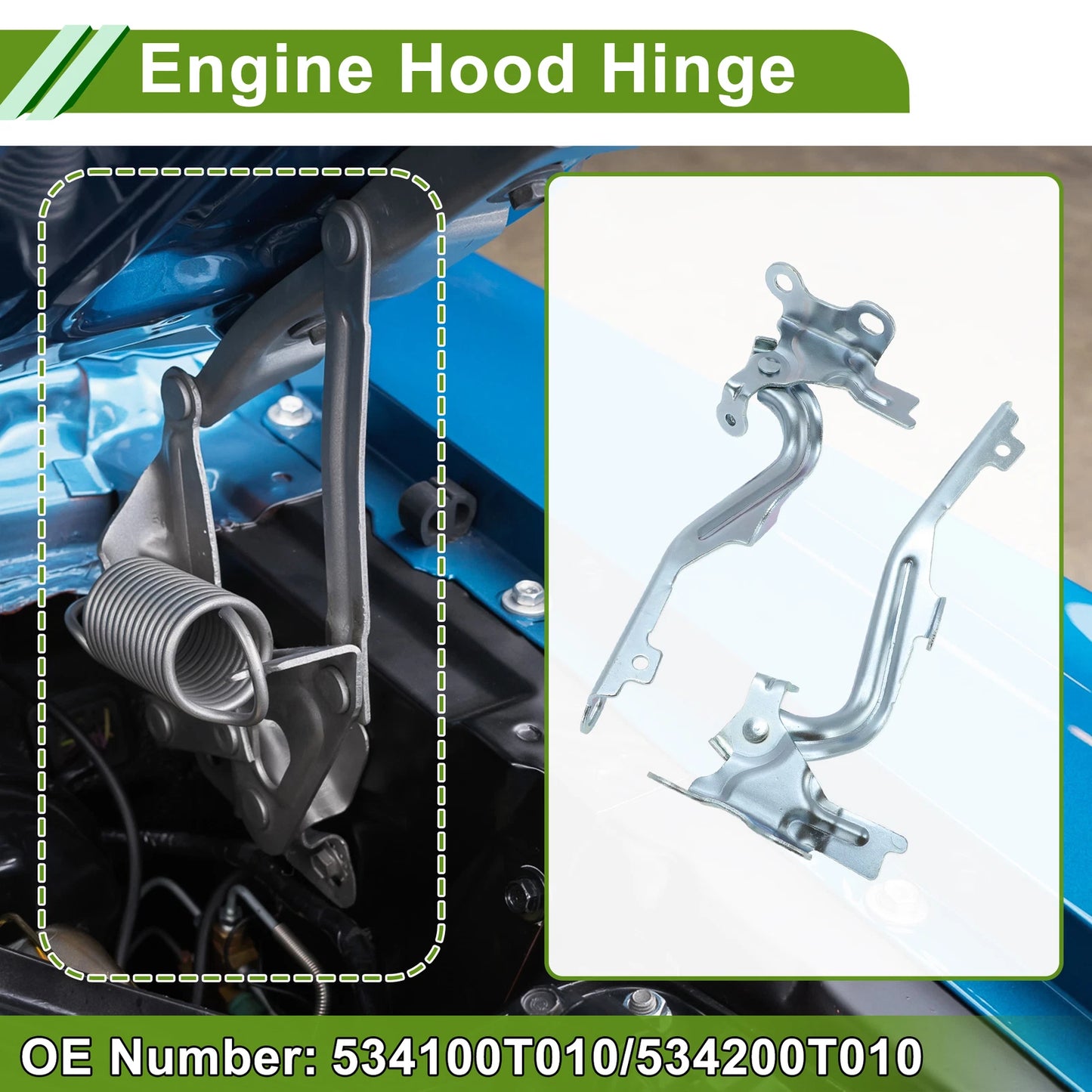 Hood Hinges for Toyota Venza (2009–2017) 1 Pair No. 534100T010