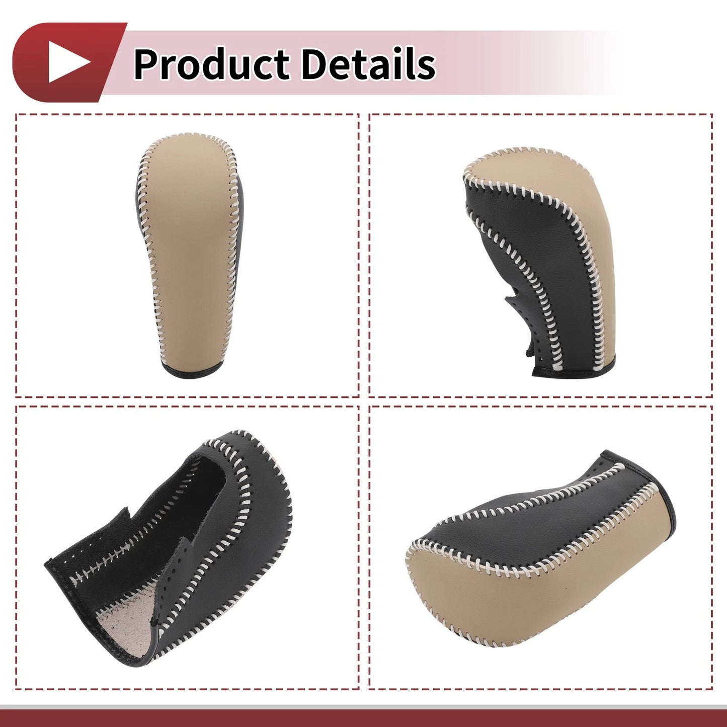 Gear Shift Knob Cover for Ford Fiesta (2011–2019) Beige Faux Leather