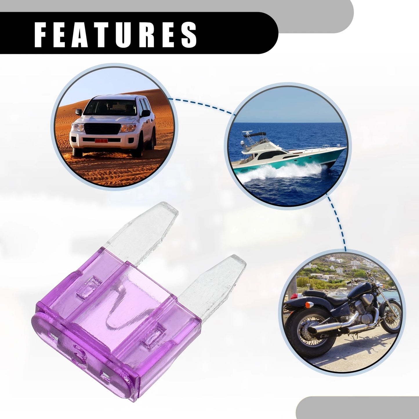 Set of 5 Mini 3AMP APM/ATM Blade Fuses for Car Short Circuit Protection