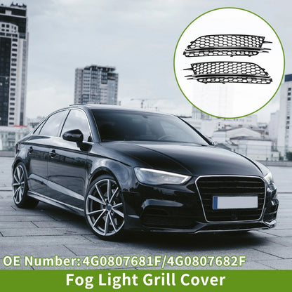1 Pair Fog Light Grills for Audi A6 C7 (2011–2018) Black Silver Honeycomb