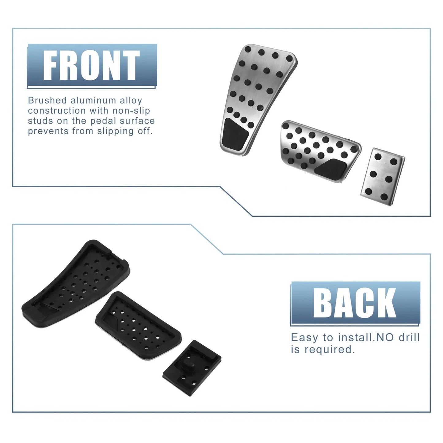 3 x Accelerator & Brake Pedal Covers for Dodge Ram (2011-2018)