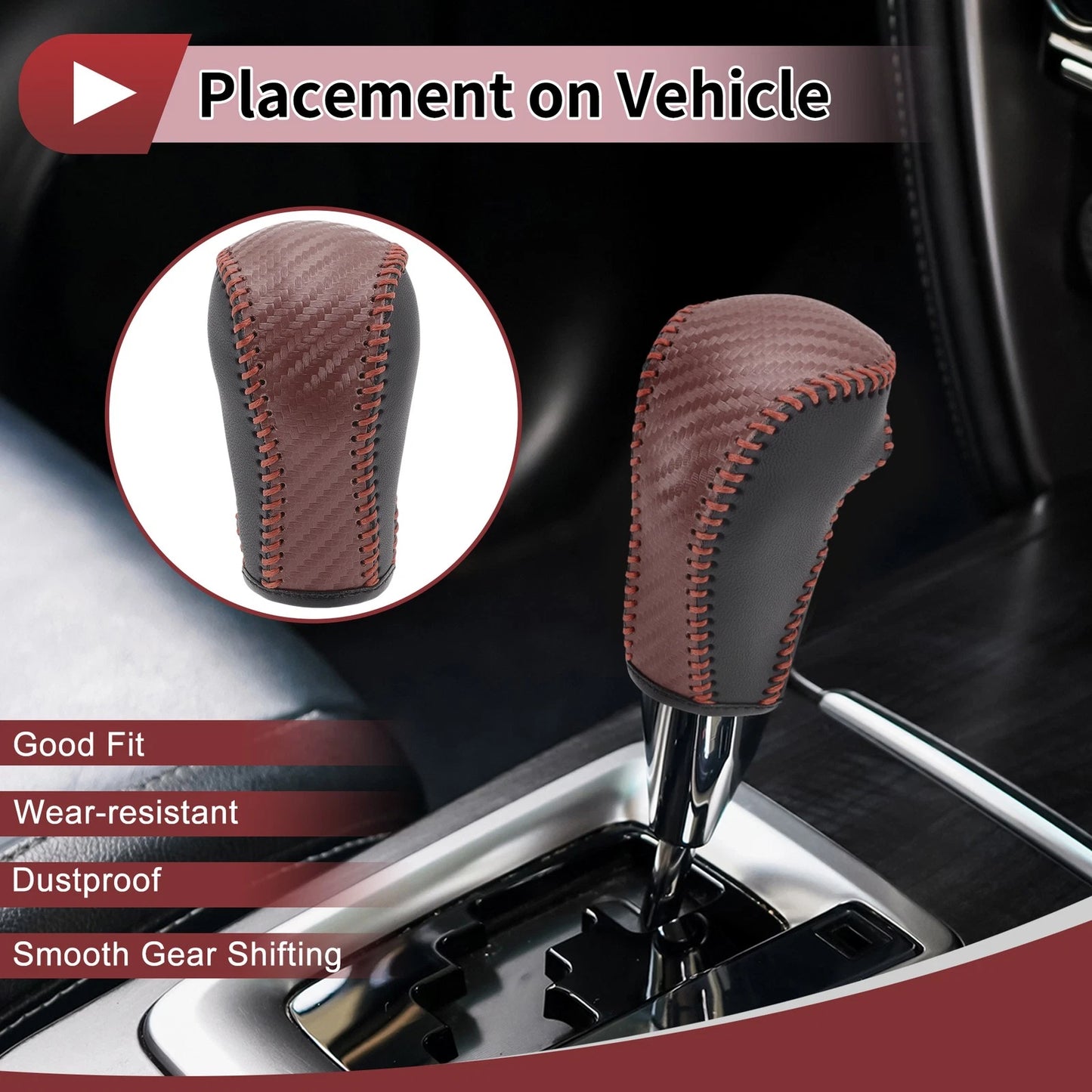 1 Pc Gear Shift Knob Cover for Mazda CX-5 (2013–2014) Black Brown Faux Leather