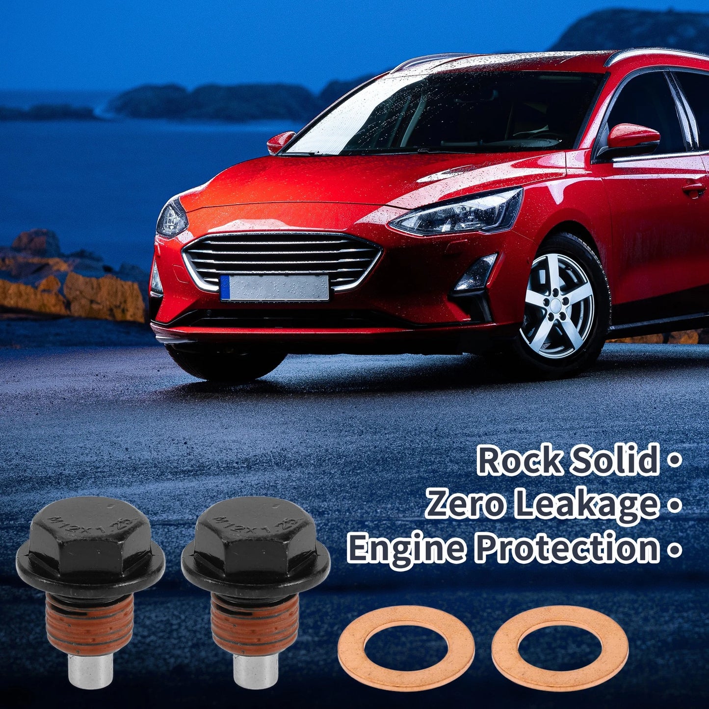Set of 2 M12x1.25 Copper Oil Drain Plug with Gasket for Car Motorcycle