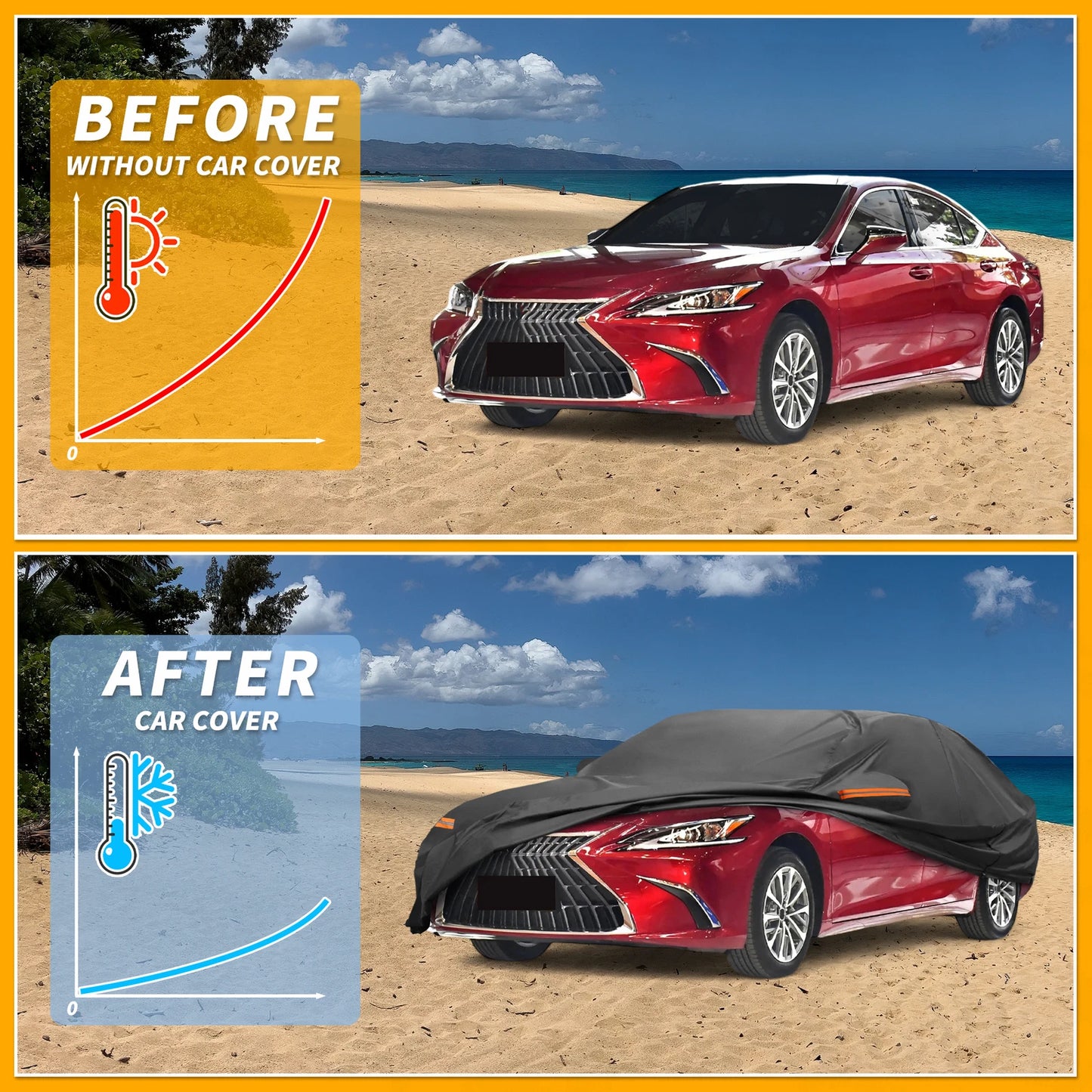 Waterproof All Weather Car Cover for Lexus ES Sedan (190T-PU)
