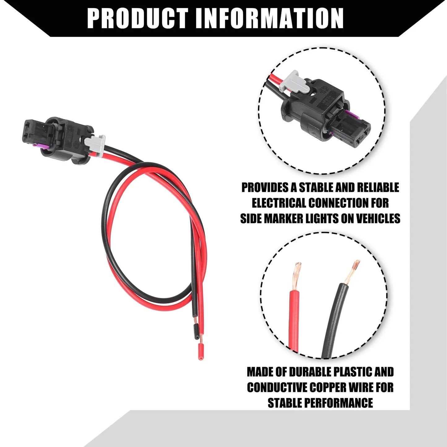 2 x Car Side Marker Pigtail Connectors for Dodge Charger (2015-2022)