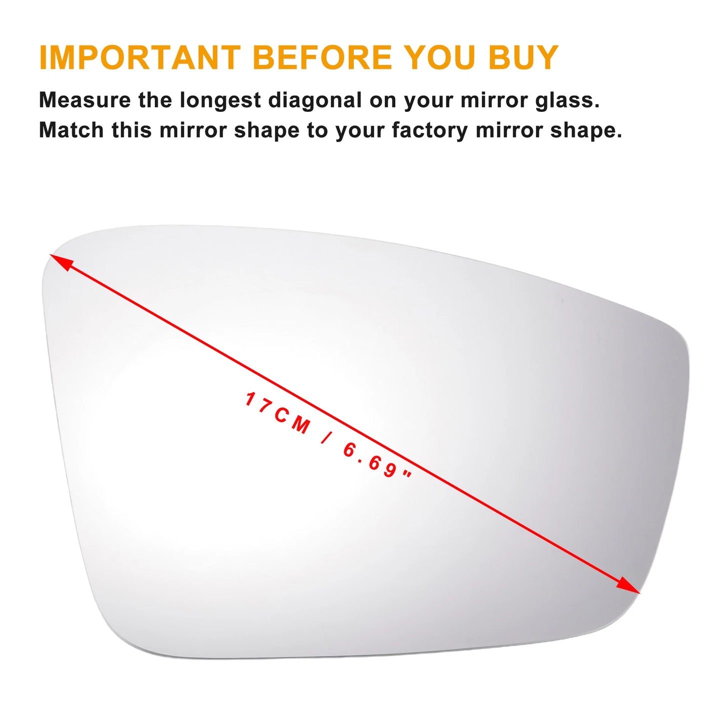 Right Side Heated White Mirror Glass for Skoda Rapid (2013–2020)
