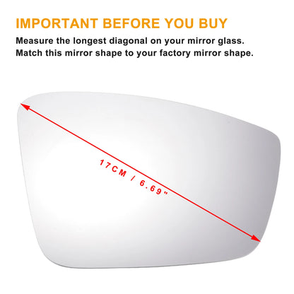 Right Side Heated White Mirror Glass for Skoda Rapid (2013–2020)
