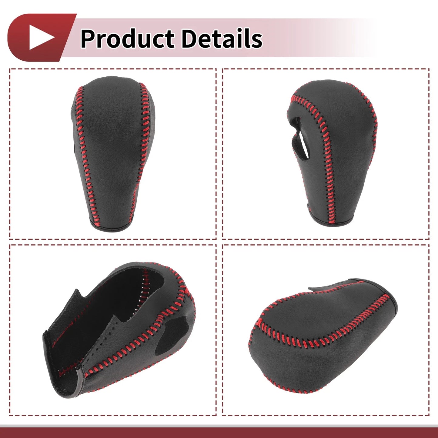 Gear Shift Knob Cover for Ford Edge (2011–2014) Red Faux Leather