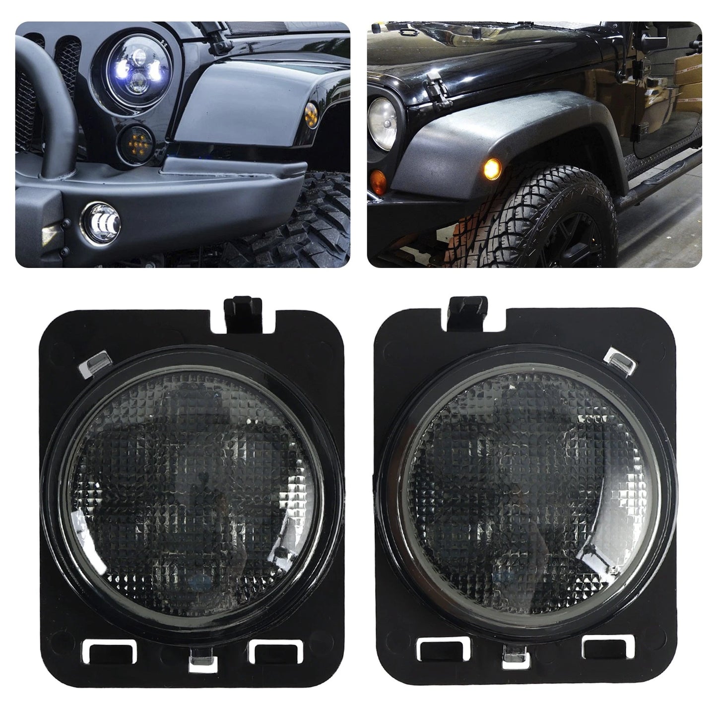 2X Front Fender Parking Side Marker LED for Wrangler JK (2007–2015) A1