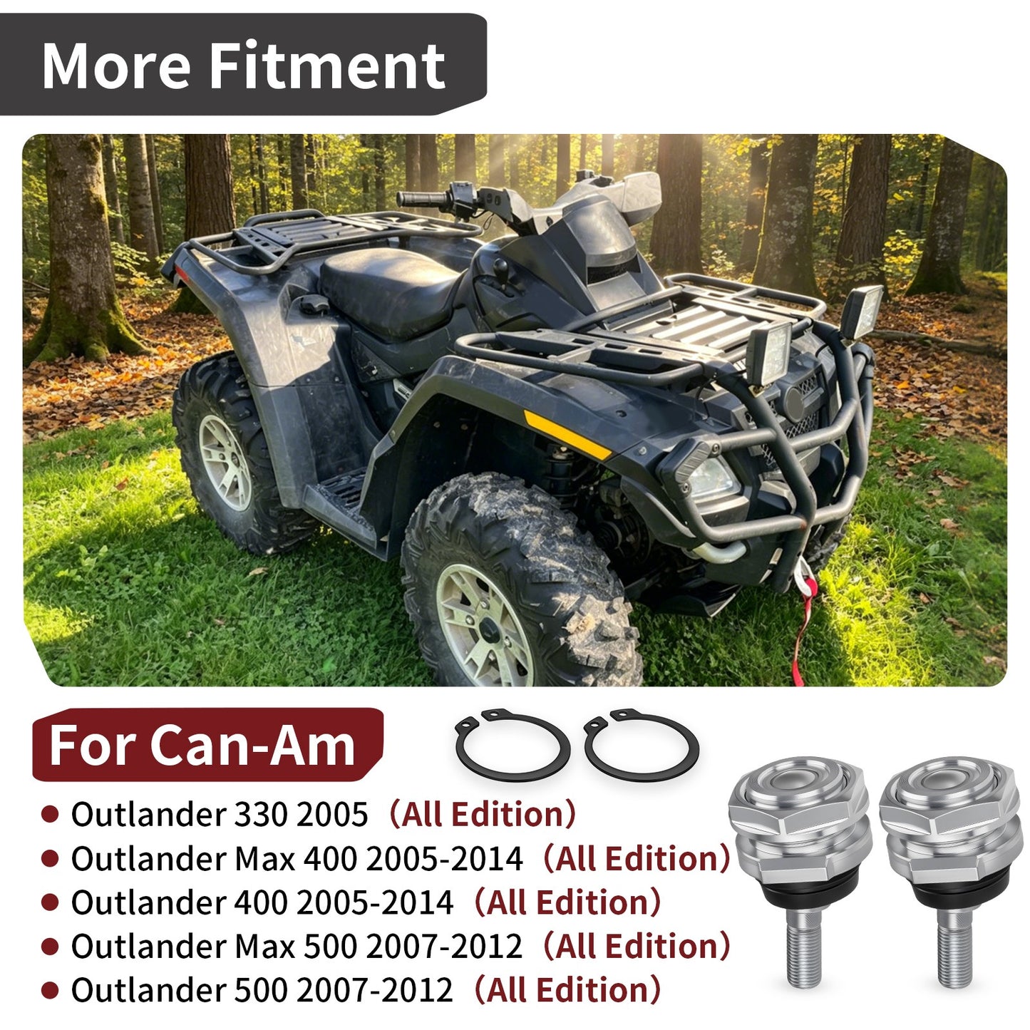 2X Front Suspension Upper Ball Joint for Can-Am Outlander (2003–2015)