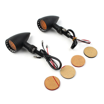 Black 10mm LED Turn Signal Lights Pair for Harley Honda