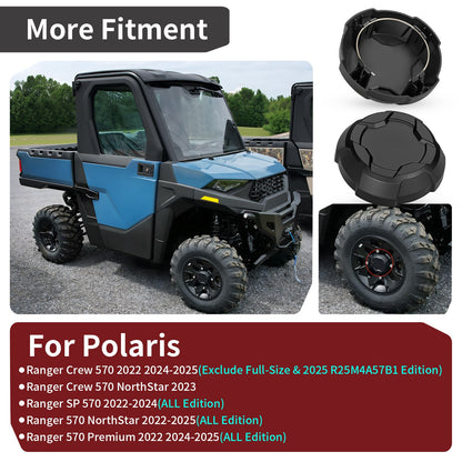2 Pack Matte Black Rim Cap for Polaris Ranger Crew SP 570 (2022–2025)