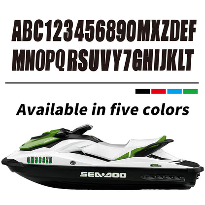 Set of 4 Custom Boat Registration Numbers Decals A-Z & 0-9