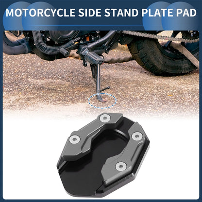 Side Stand Plate Pad for Motorcycle (Set of 1) - Aluminum Alloy, Titanium Tone
