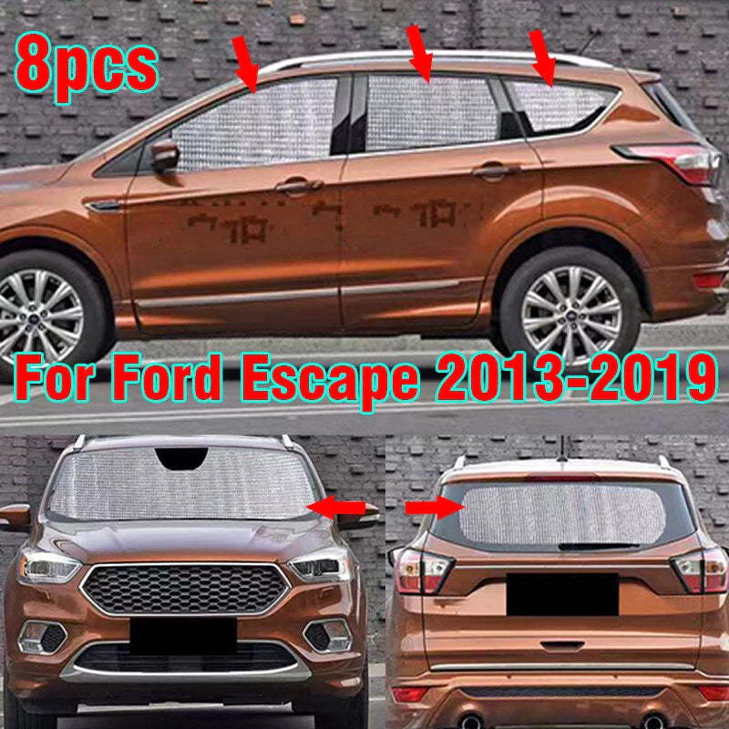 8pcs Side Windshield UV Block Sunshade Privacy for Ford Escape (2013–2019)