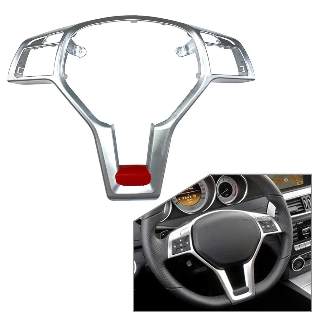 Steering Wheel Frame Trim Cover Silver for Mercedes A C E SLK CLA CLS GLA