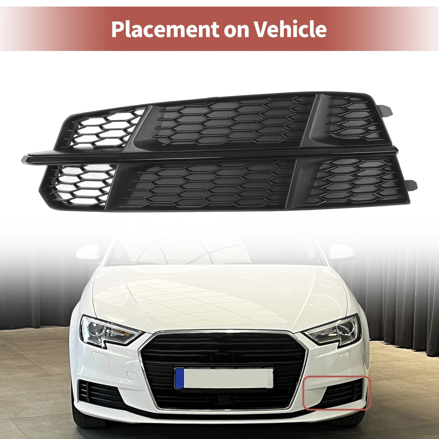 1pc Fog Light Grill for Audi A6 C7 S-Line (2012–2018) No. 4G0807681AN Black