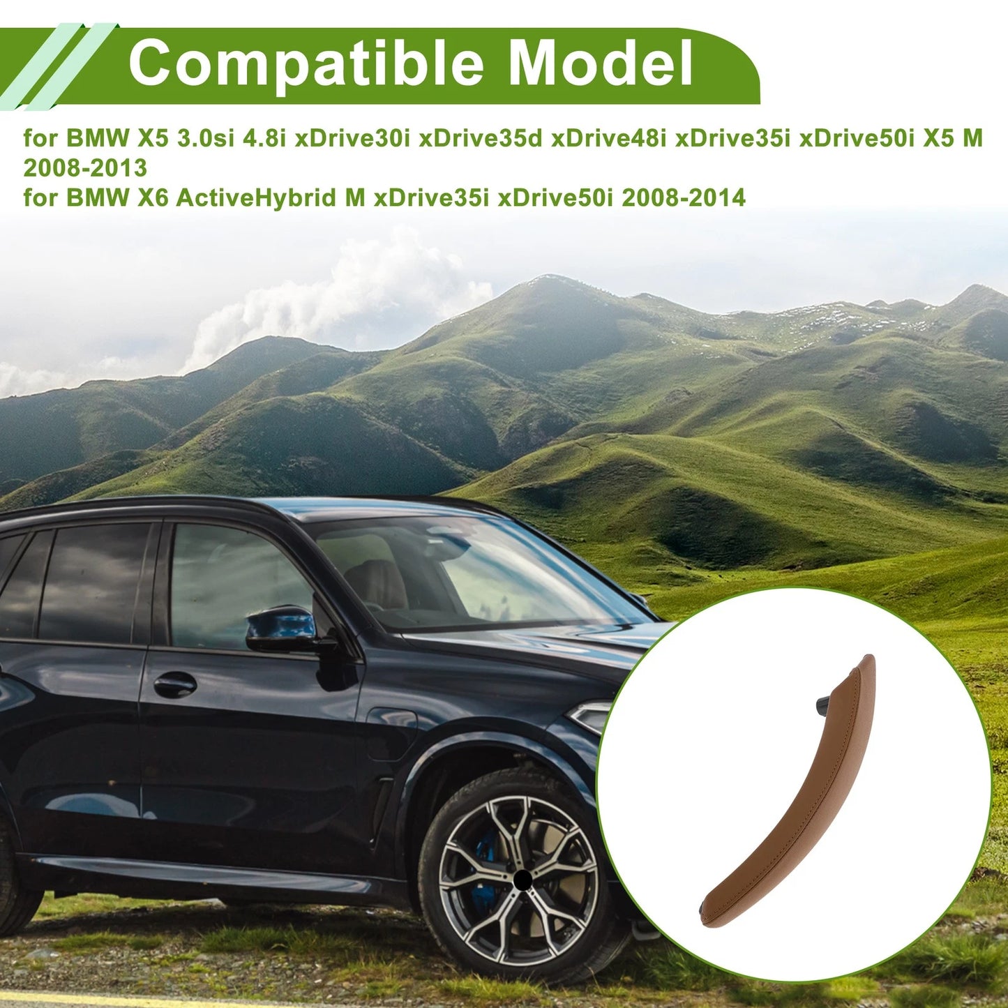 Door Panel Handle Pull Trim Cover for BMW X5 (2008–2013) No. 51416970174 Light Brown