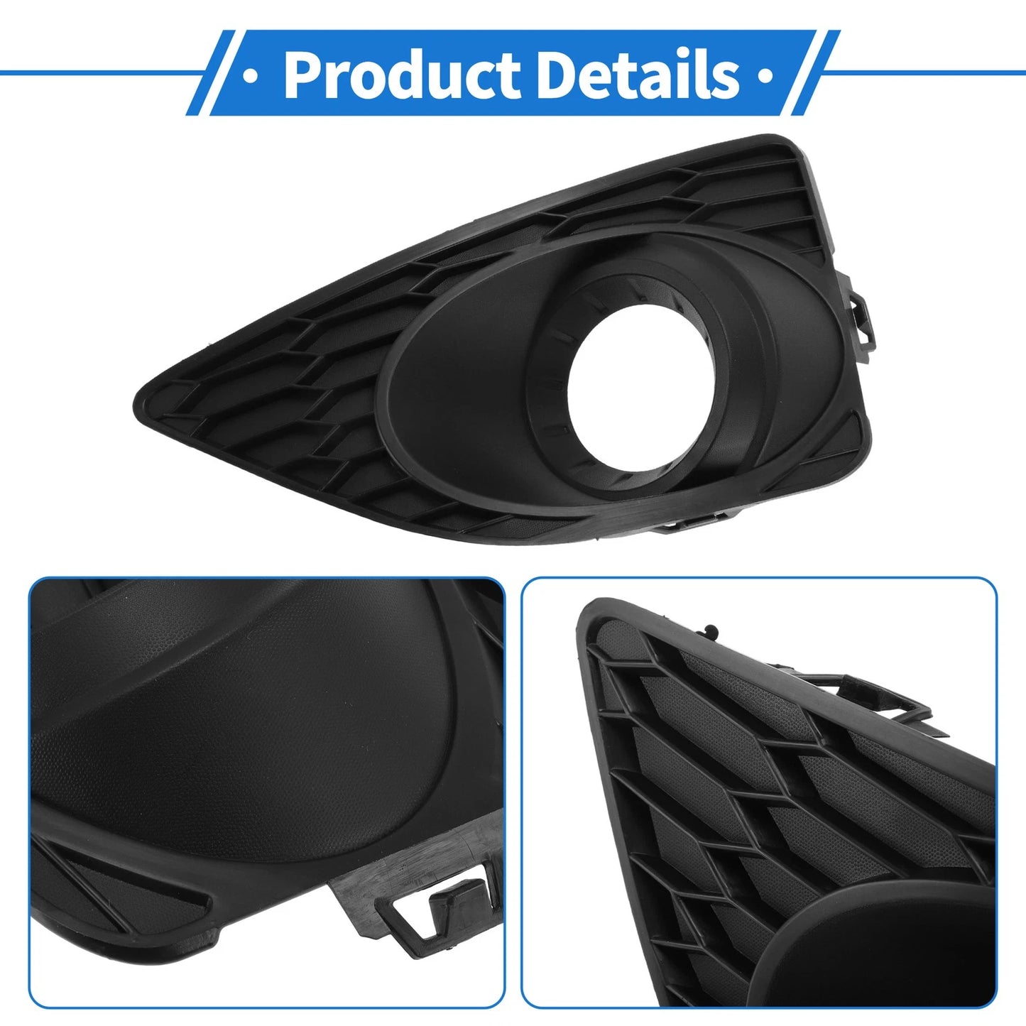 Front Left Fog Light Grill No. 615343548623 for Ford Fusion (2010–2012) Black ABS