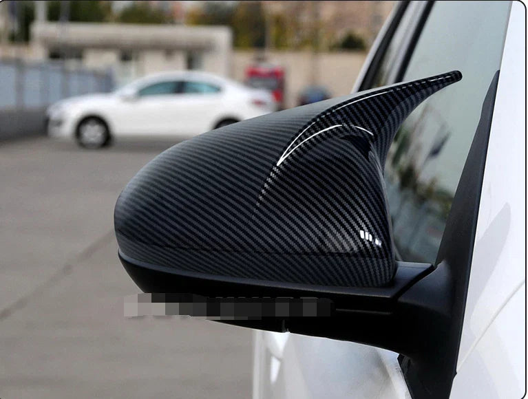 2X Carbon Fiber Side Mirror Horn Cover Cap Trim for Mazda 3 (2014–2016)