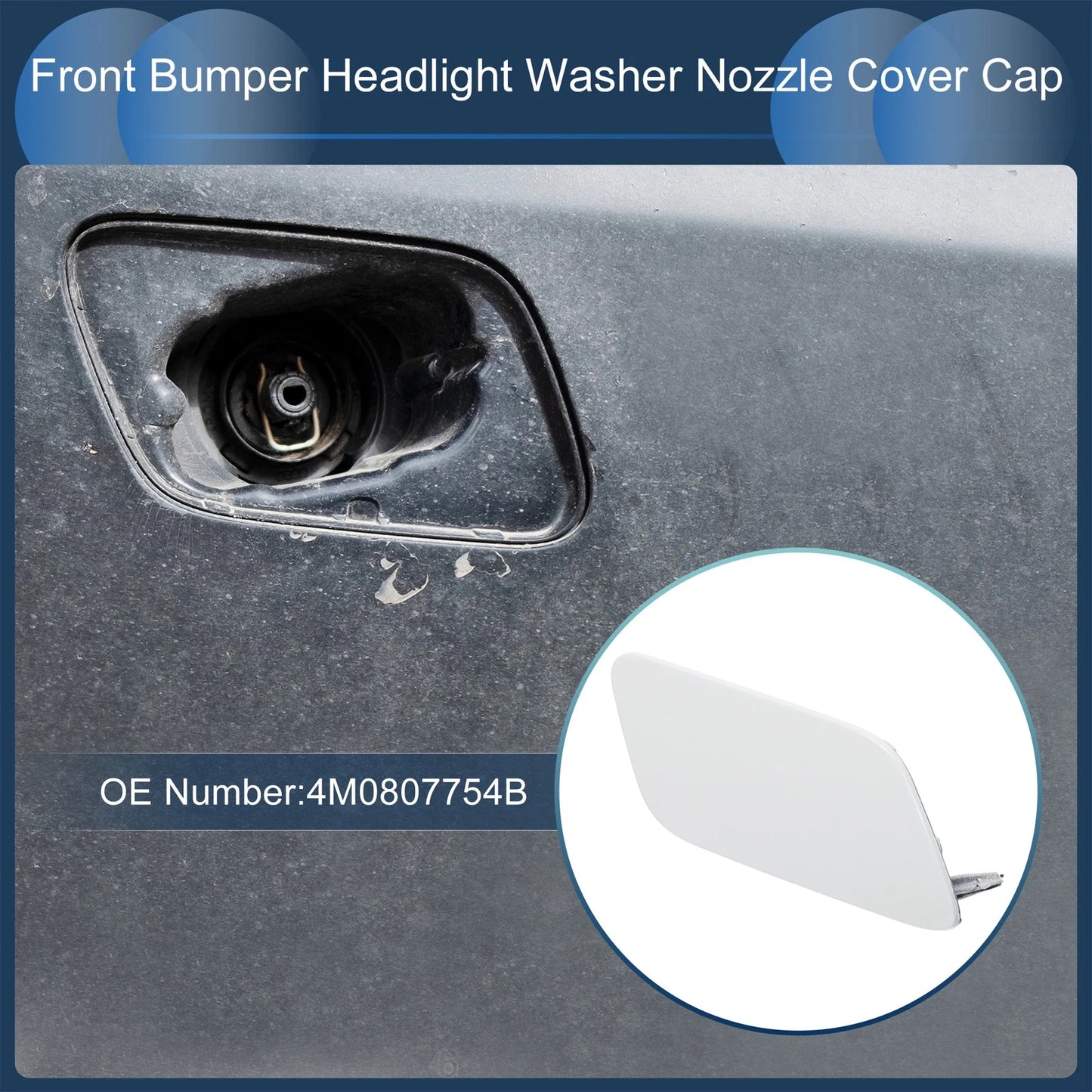 Front Right Washer Nozzle Cover Cap for Audi Q7 (2017–2019) 1 Pcs White