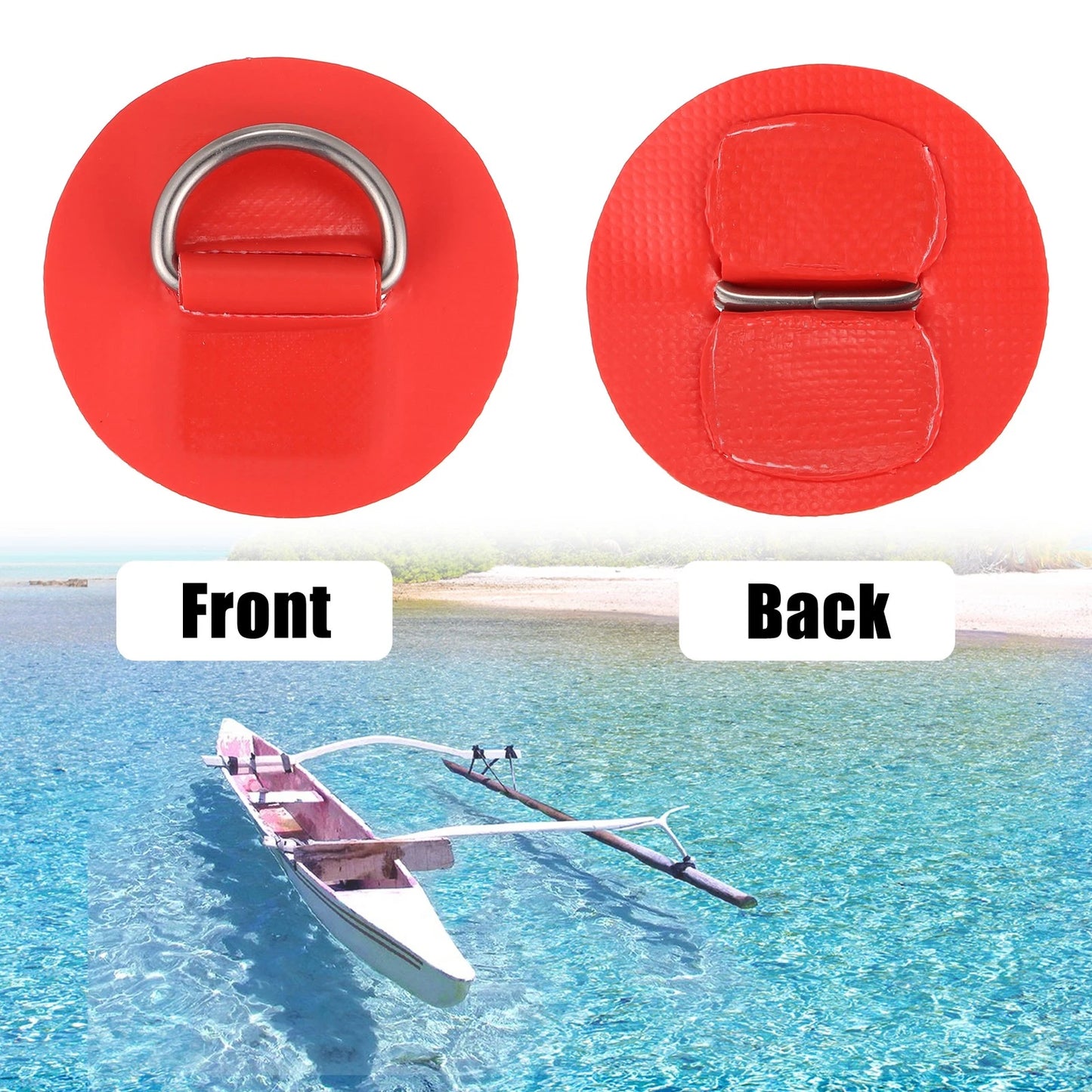6pcs Red D Ring Patch for Surfboard (PVC, Stainless Steel)