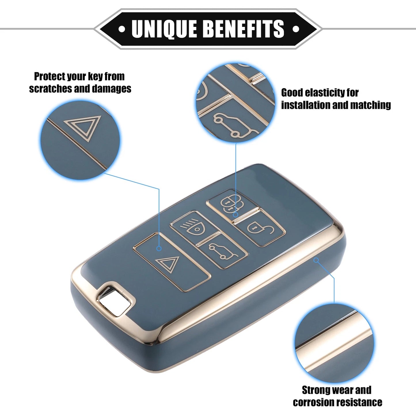 Smart Key Fob Case for Land Rover Discovery Sport (2010–2020) - Blue