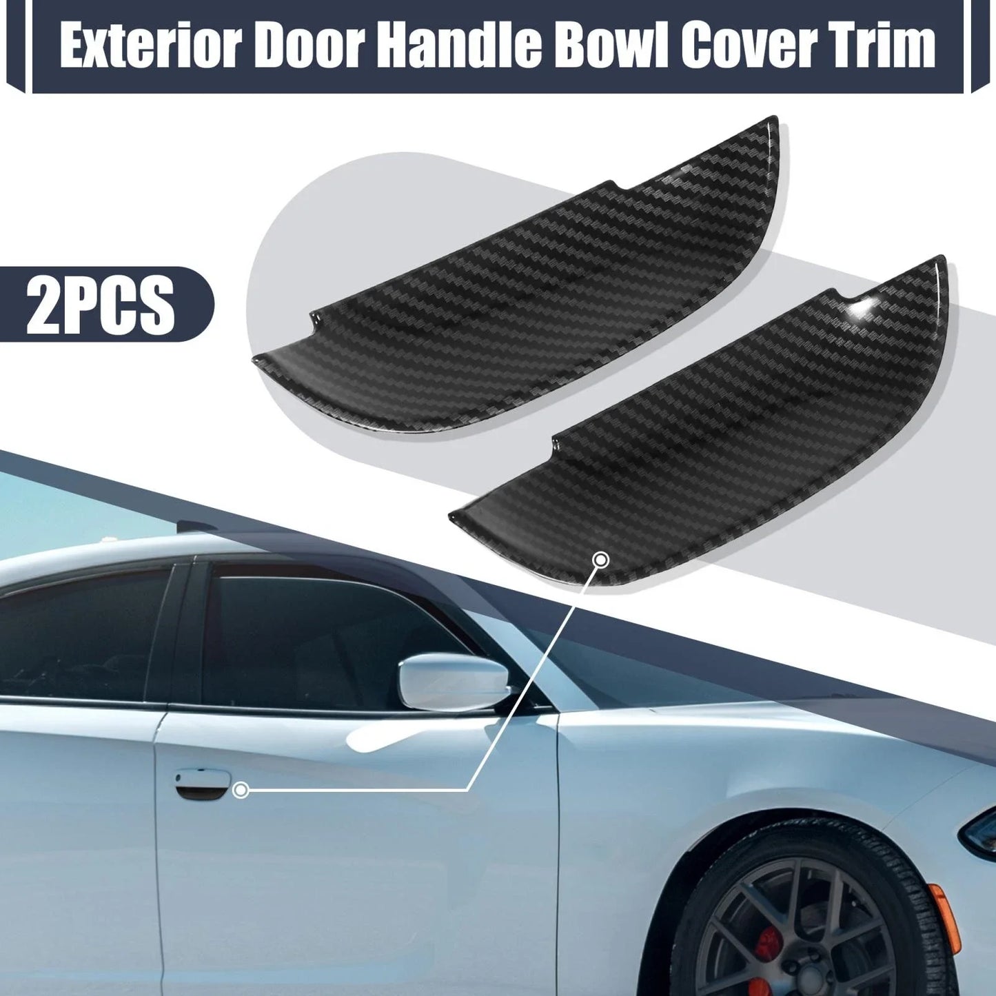 2 x Car Exterior Outer Door Handle Bowl Cover Trim for Dodge Charger (2011-2020)