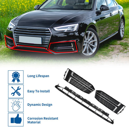 Front Lower Bumper Grille for Audi A4 B9 (2016–2018) Black Sport Style