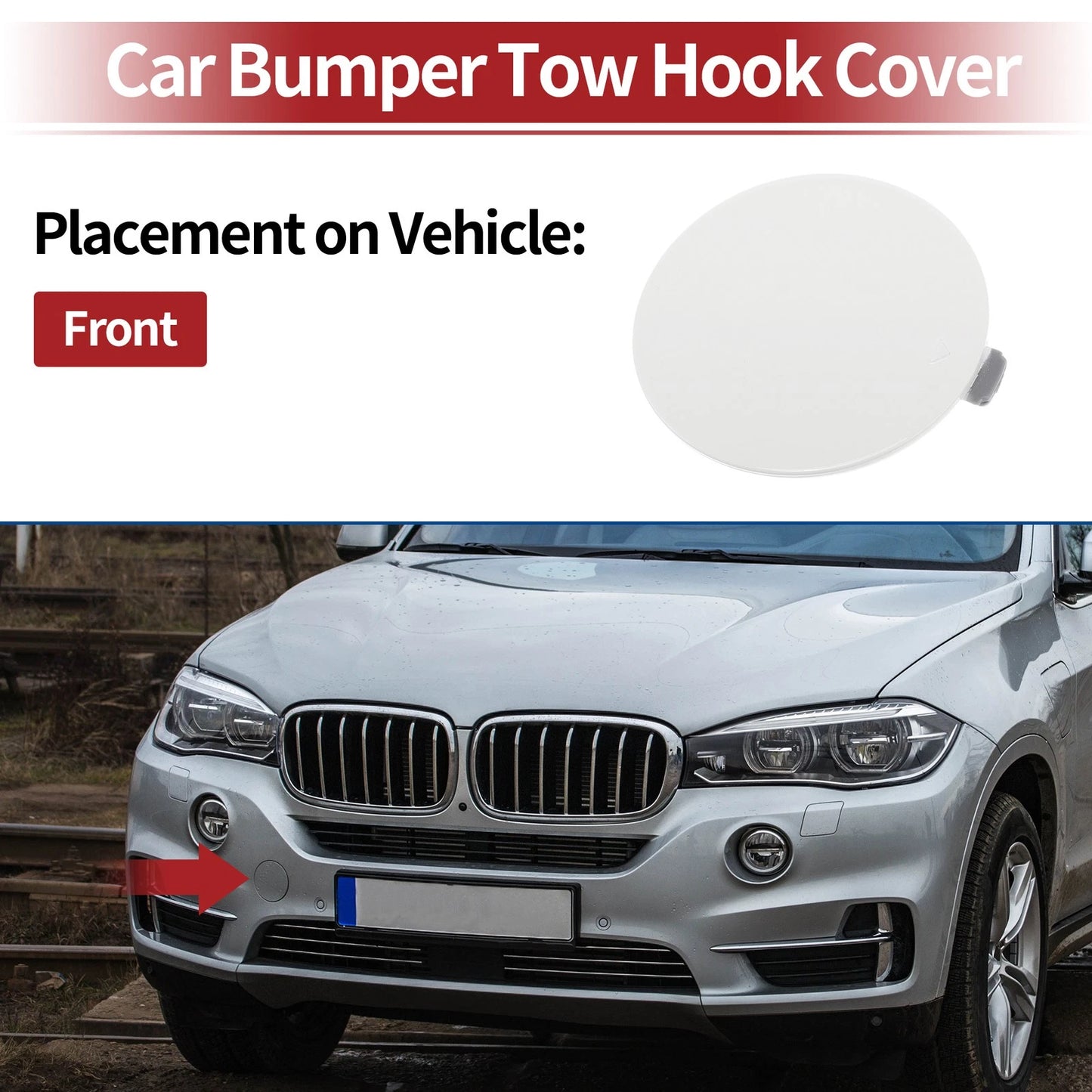 Front Tow Hook Cover for BMW X5 F15 (2014–2018) No. 51118060131 White