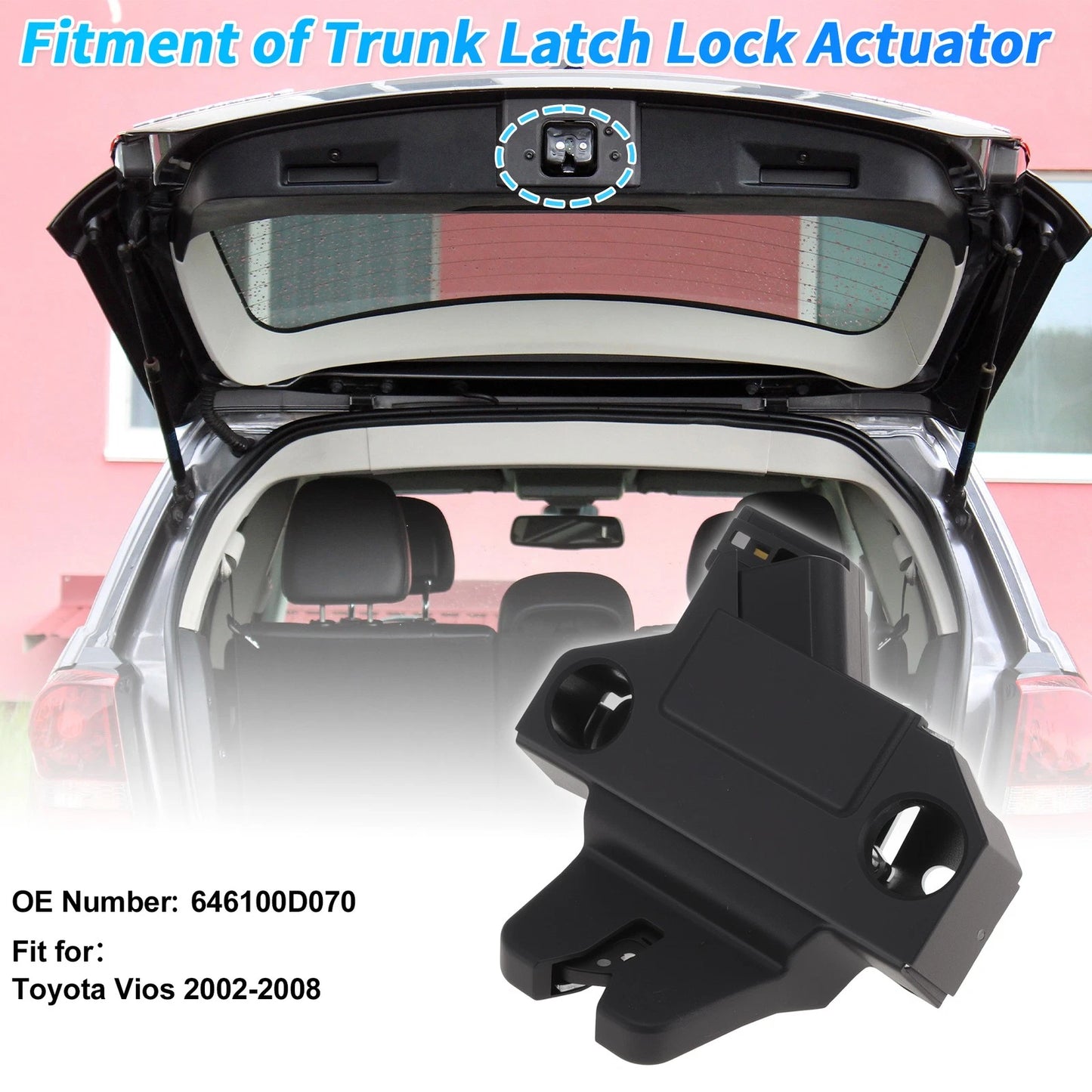 Rear Trunk Latch Lock Actuator for Toyota Vios (2002–2008) 4 Pins 646100D070