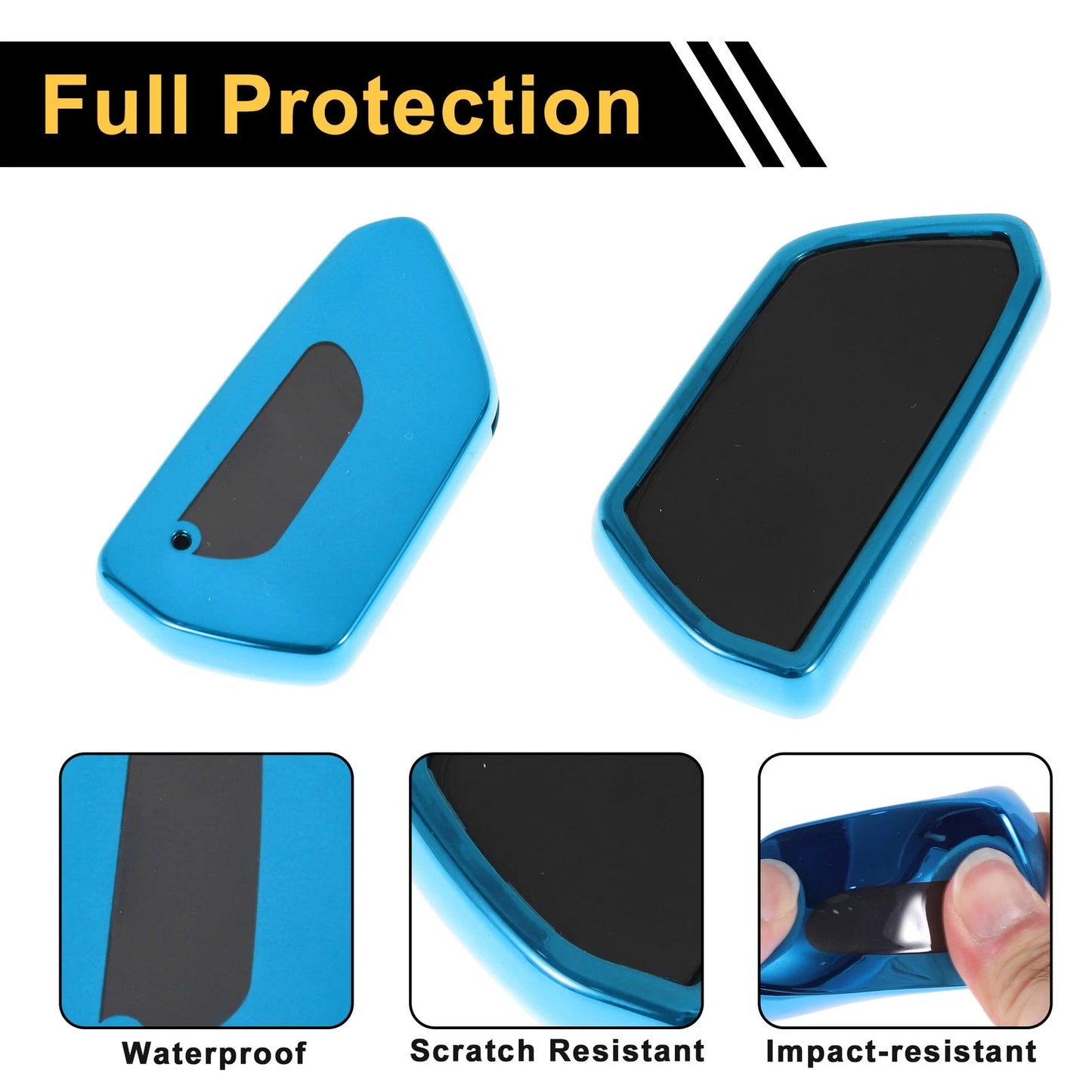 Blue TPU Car Key Case for VW Golf 8 (2020–Present) - 3 Buttons