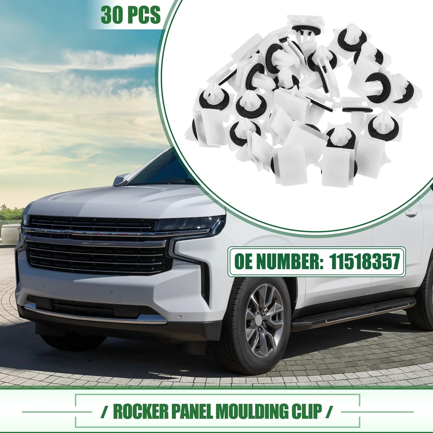 30 x Rocker Panel Clips for Chevrolet Avalanche (2007-2013)