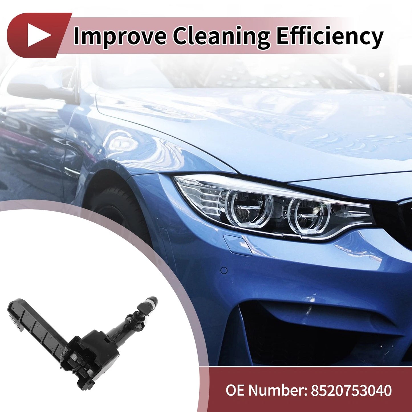 Front Passenger Side Headlight Washer Nozzle for Lexus IS250 (2006–2013) No. 8520753040 Black