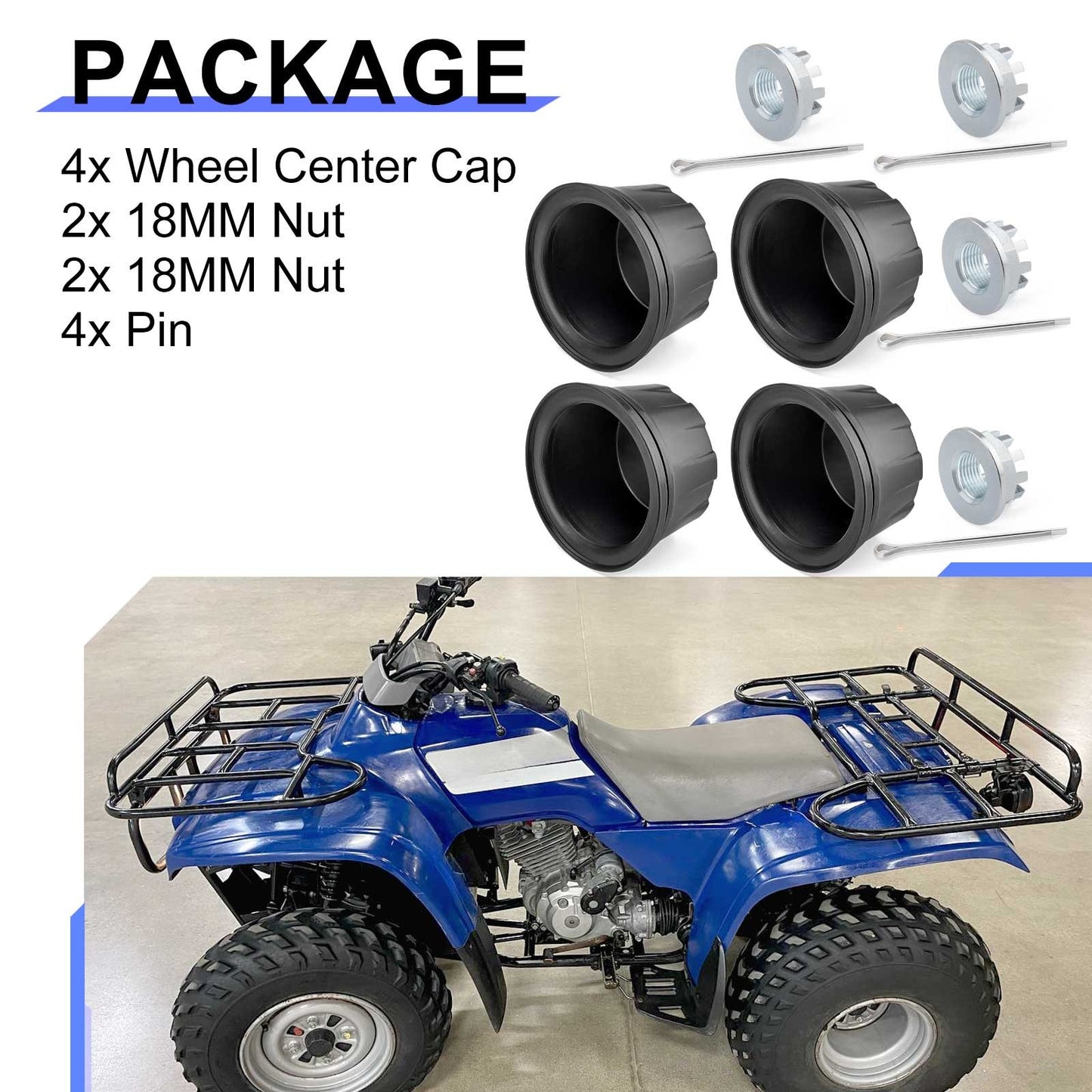 Set of 4 Wheel Center Caps for Honda FourTrax 200 300 (1990–2000)