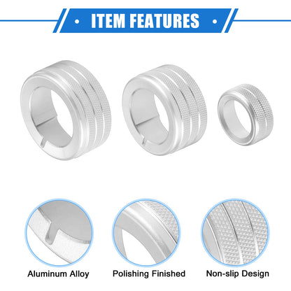Set of 5 AC Climate Control Knob Rings for Toyota 4Runner (2010–2022) Silver