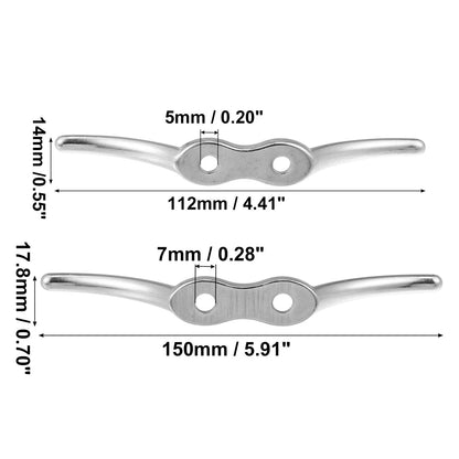 Set of 2 Stainless Steel Flagpole Cleat Hooks for Marine Ship