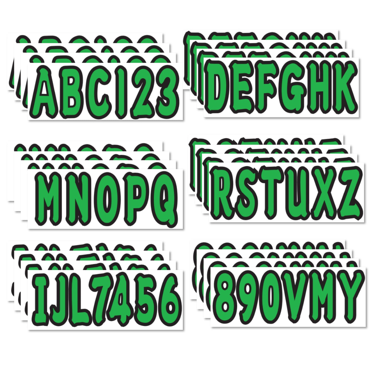 3" Boat Registration Numbers and Letters Decals Custom Green