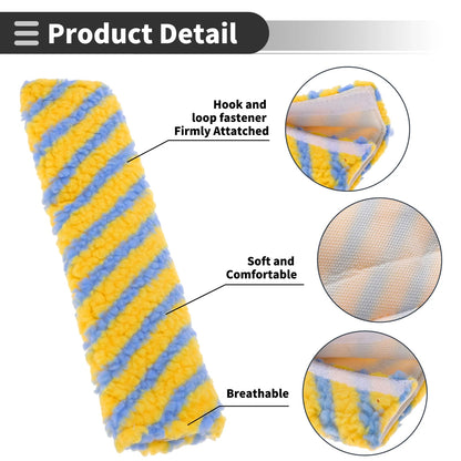 Set of 2 Yellow Blue Seat Belt Cover Pads for Universal Fit (24cm)