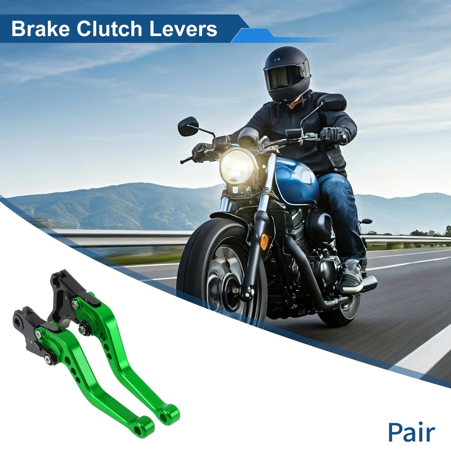 Short Brake Clutch Levers for BMW F650GS (2008–2012) Green 1 Pair