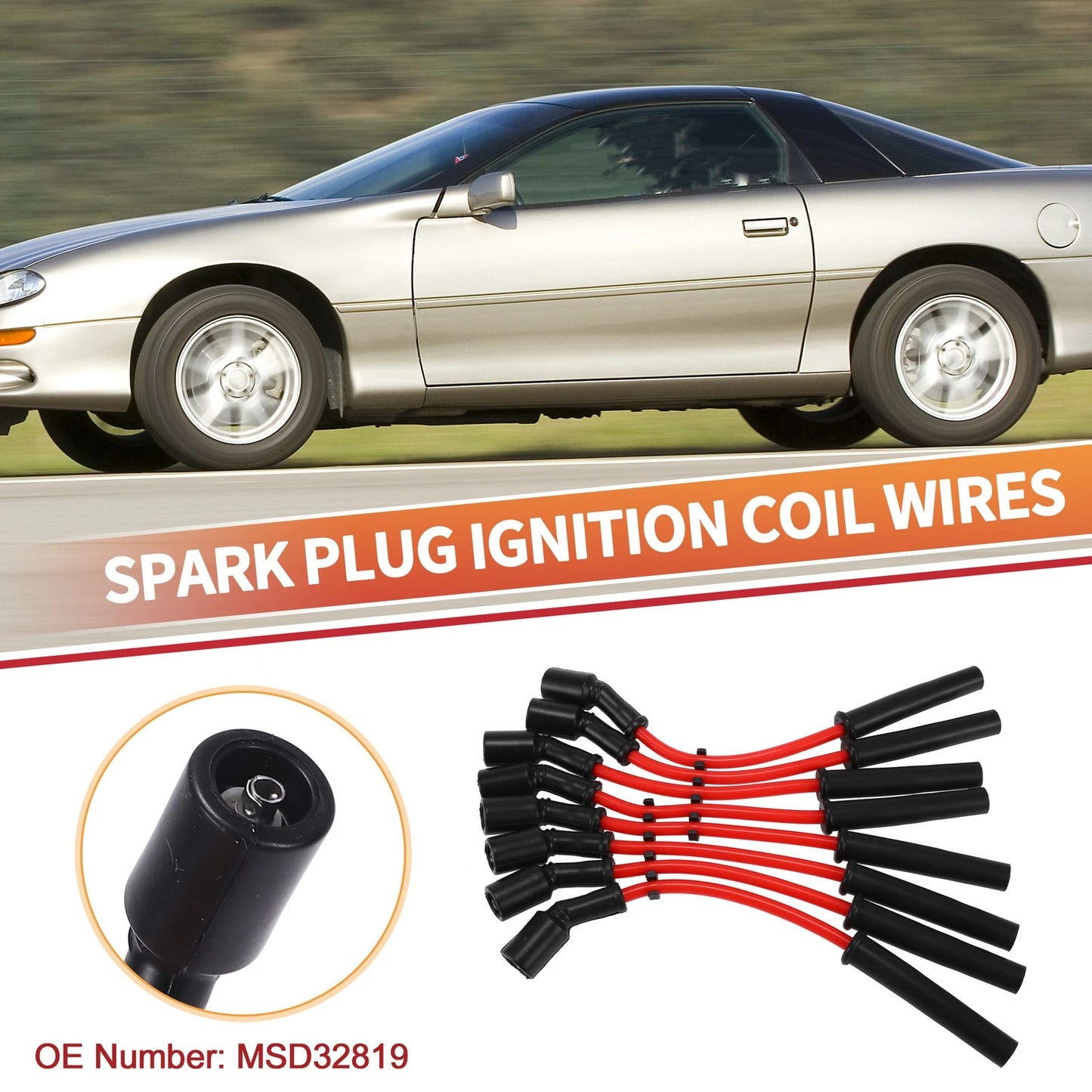 8 Pcs Spark Plug Wire Ignition Coil Cable for Chevrolet Camaro (1998–2002)